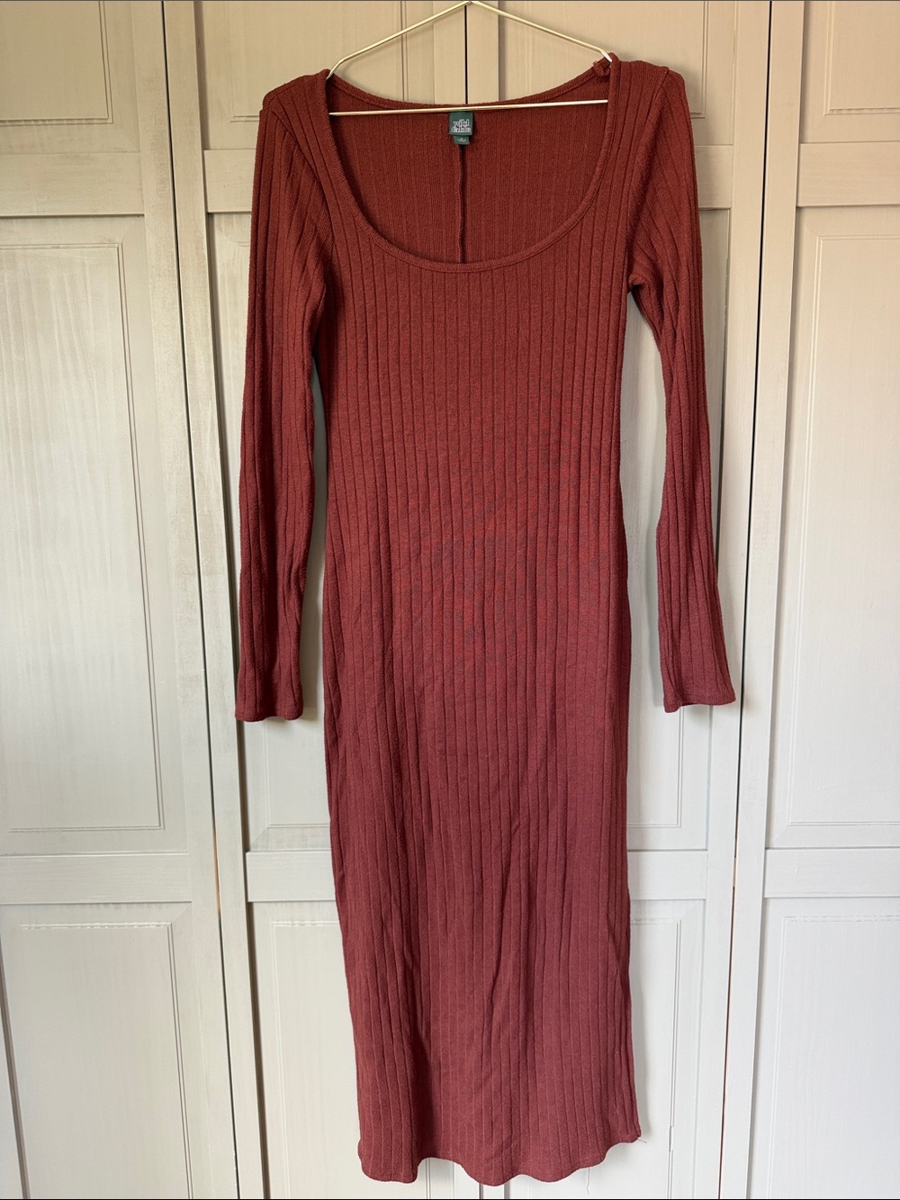 wild fable Ribbed Scoop Neck Maxi Dress - Rust